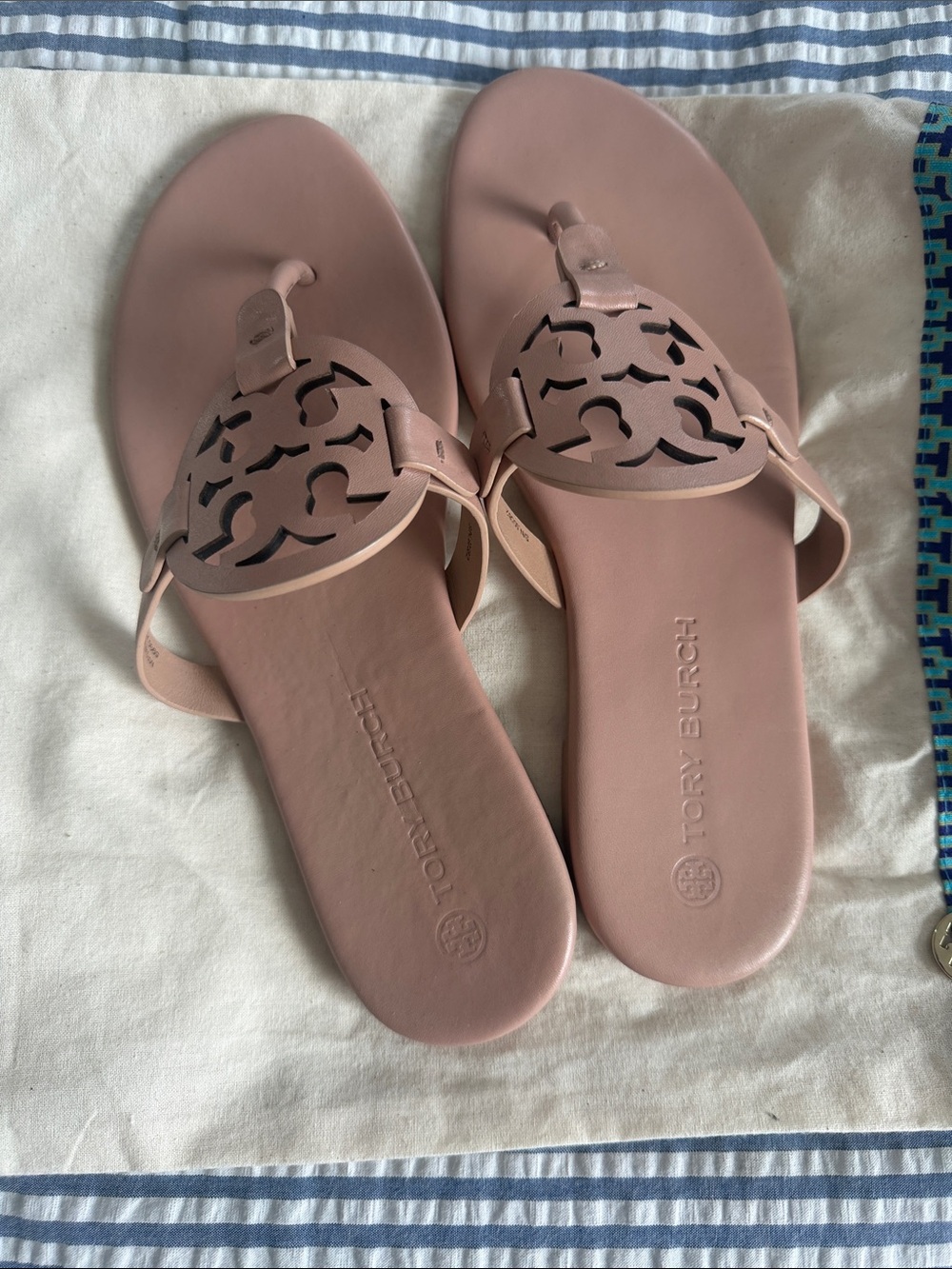 Tory Burch Pink Miller Logo Thong Sandals